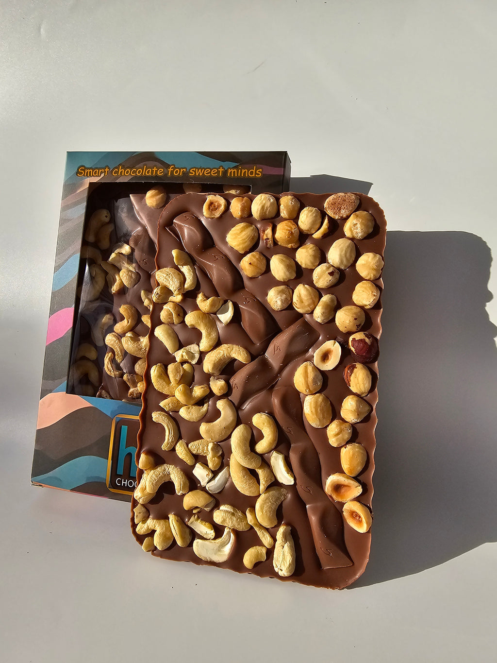 Nutty Hazelnuts & Cashews Belgian Chocolate Slabs 300g