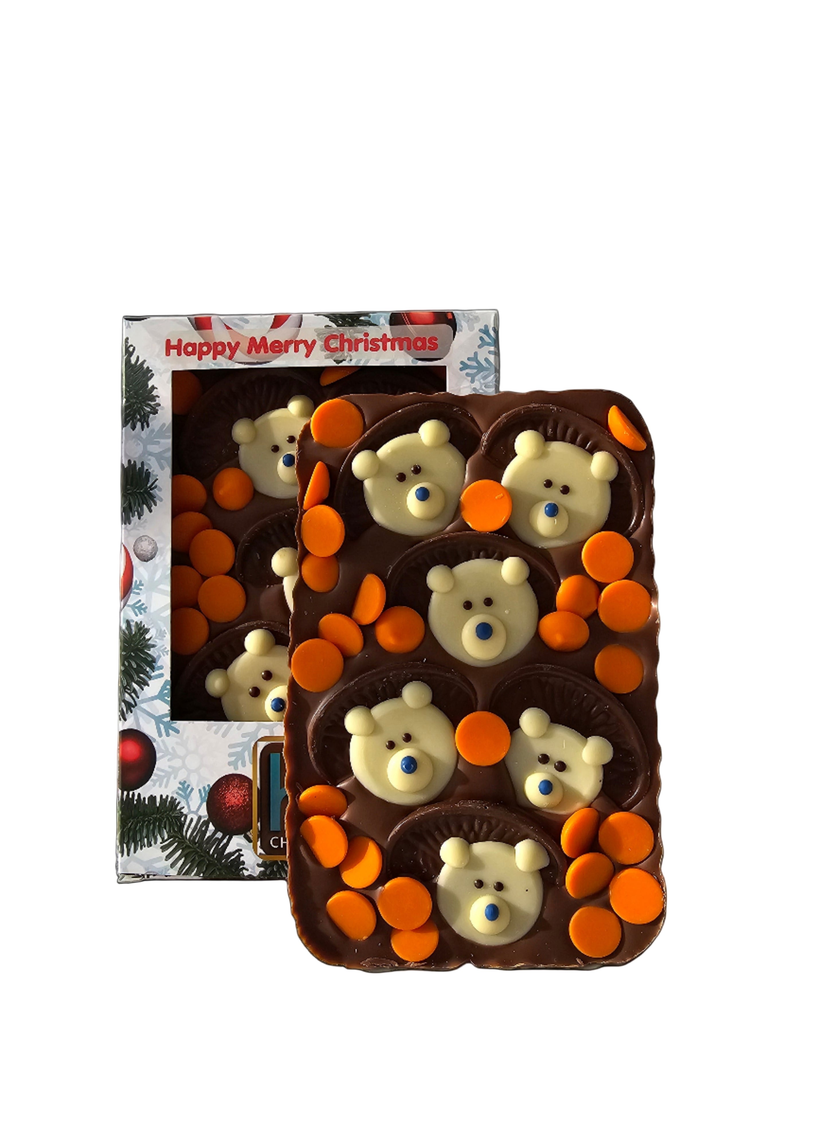 Frosty Bear Christmas Orange Milk Belgian Chocolate Slab 300g