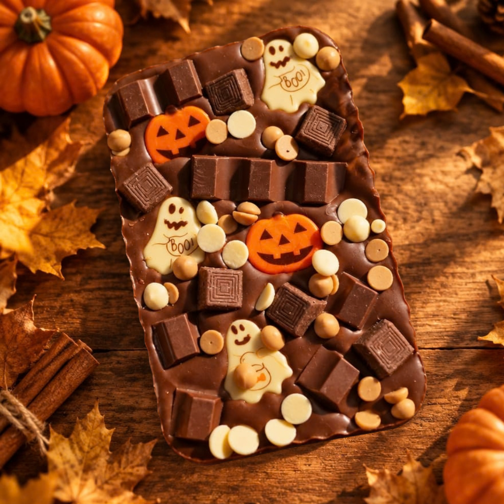 Pumpkin Boo Belgian Chocolate Slab 300g - Halloween Handmade Chocolate Slab