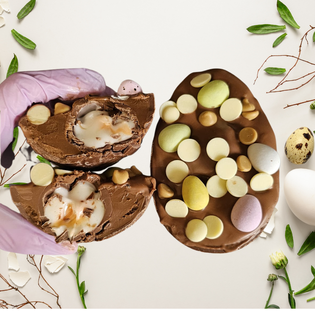 Creme Egg Filled Easter Chocolate - detail view | Hai Chocolate Oxford