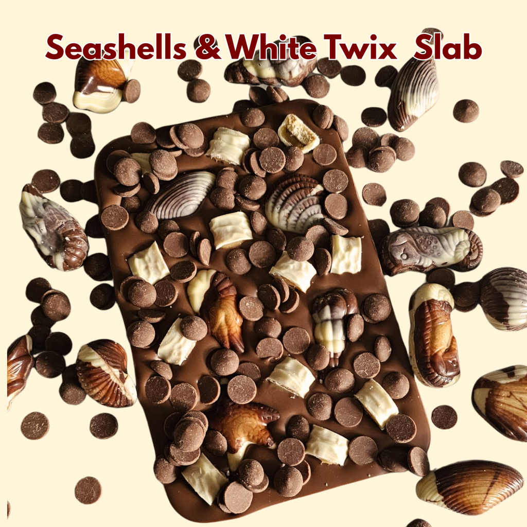 Seashells & White Twix Belgian Chocolate Slab 300g