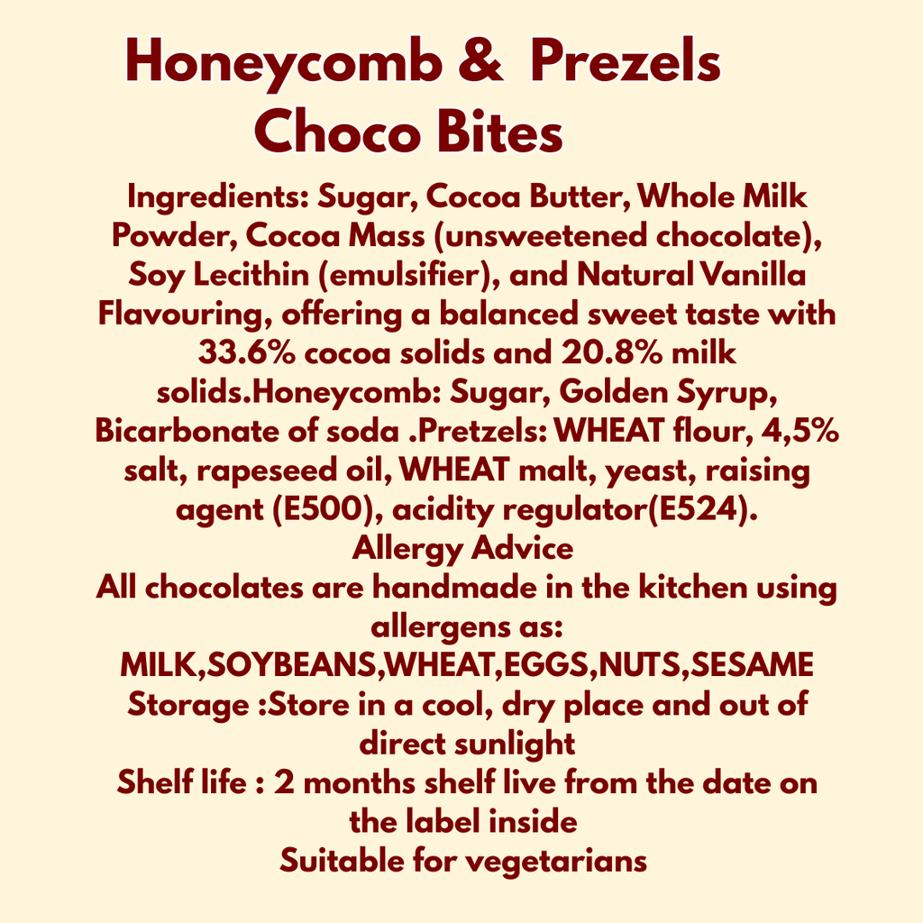 Honeycomb & Pretzel Choco Bites - 200g Milk Belgian Chocolate -Handmade Chocolate Pouch