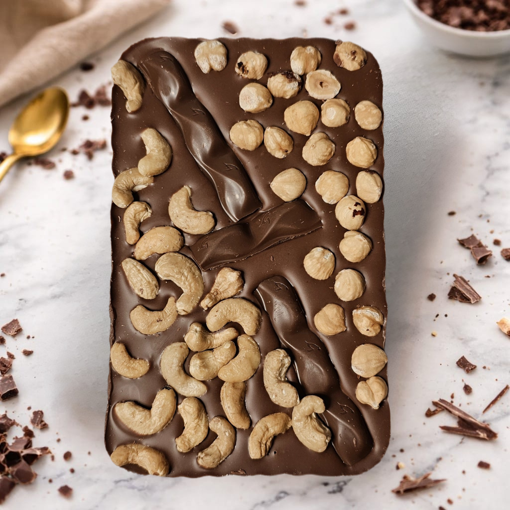 Nutty Hazelnuts & Cashews Belgian Chocolate Slab 300g - main product photo | Hai Chocolate Oxford