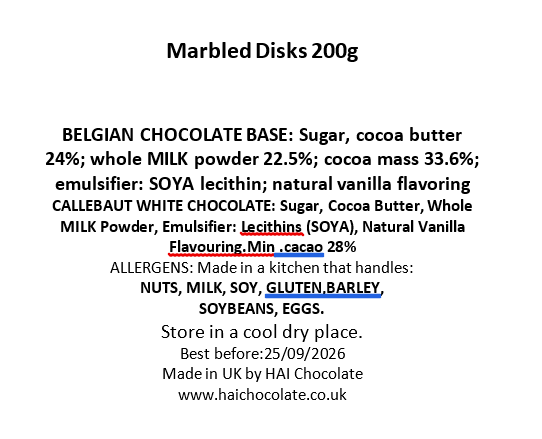 Marbled Chocolate Disks - 200g Pouch