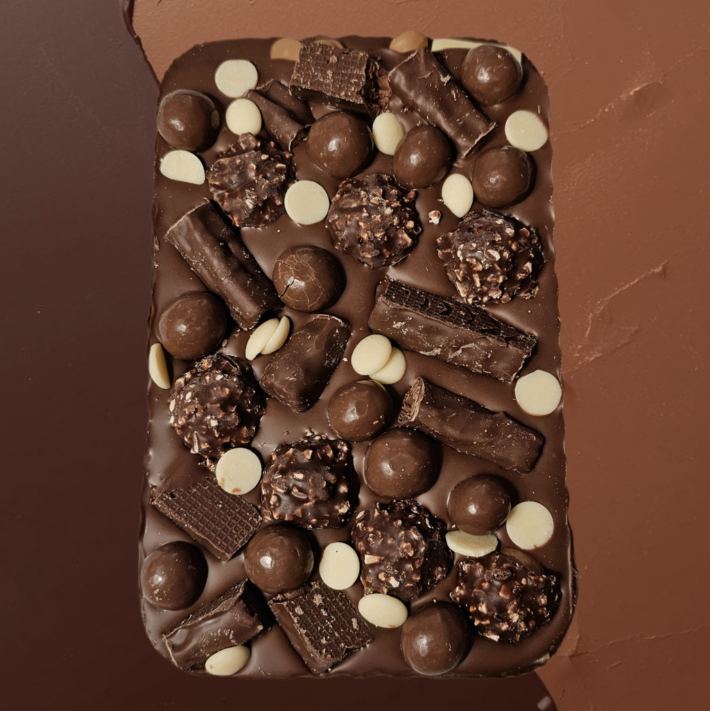 Ferrero Rocher & Maltesers Belgian Chocolate Slab 300g - side view | Hai Chocolate Oxford