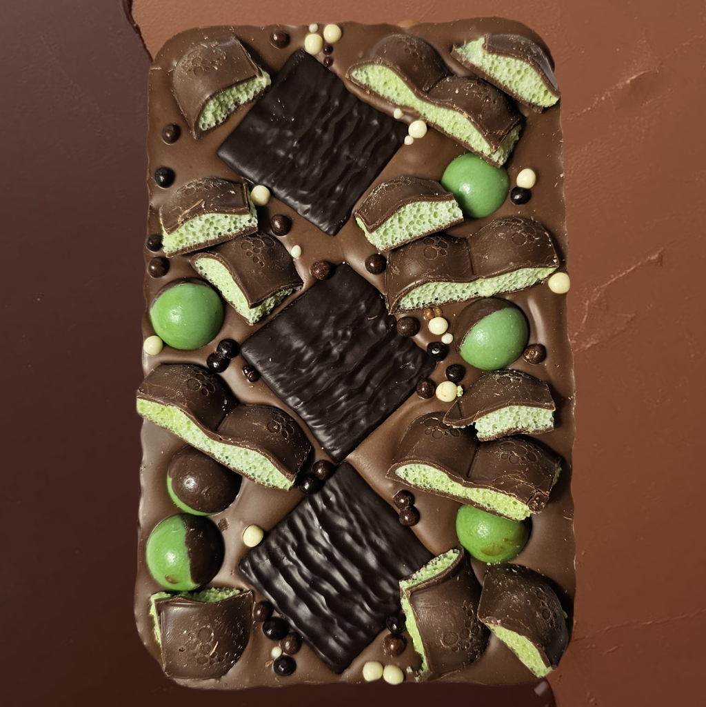 Mint Belgian Milk Chocolate Slab 300g - side view | Hai Chocolate Oxford