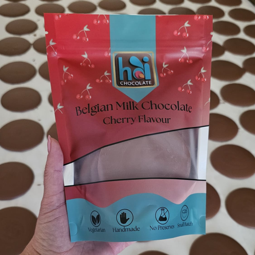 Cherry Flavoured Belgian Chocolate Disks 200 g