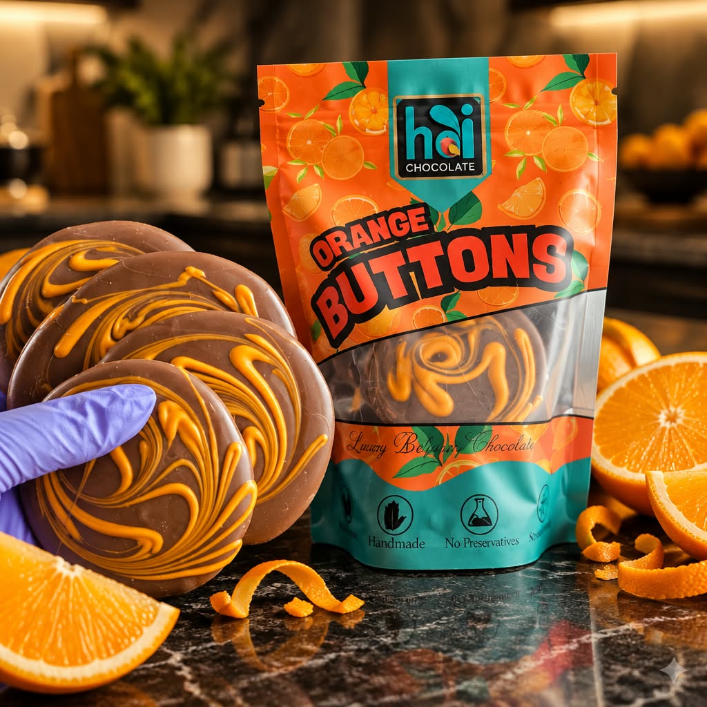 Orange Buttons Milk Belgian Giant Disks 200g