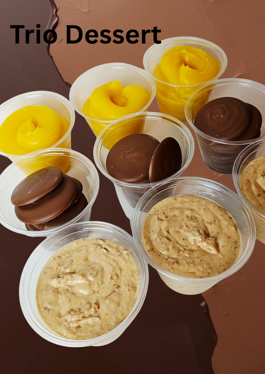 Trio Dessert Chocolate Discs & Cream & Biscuits Crumbs