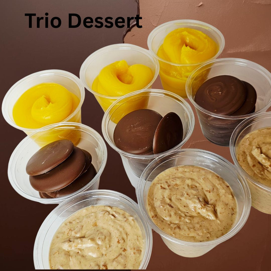 Trio Dessert Chocolate Discs & Cream & Biscuits Crumbs